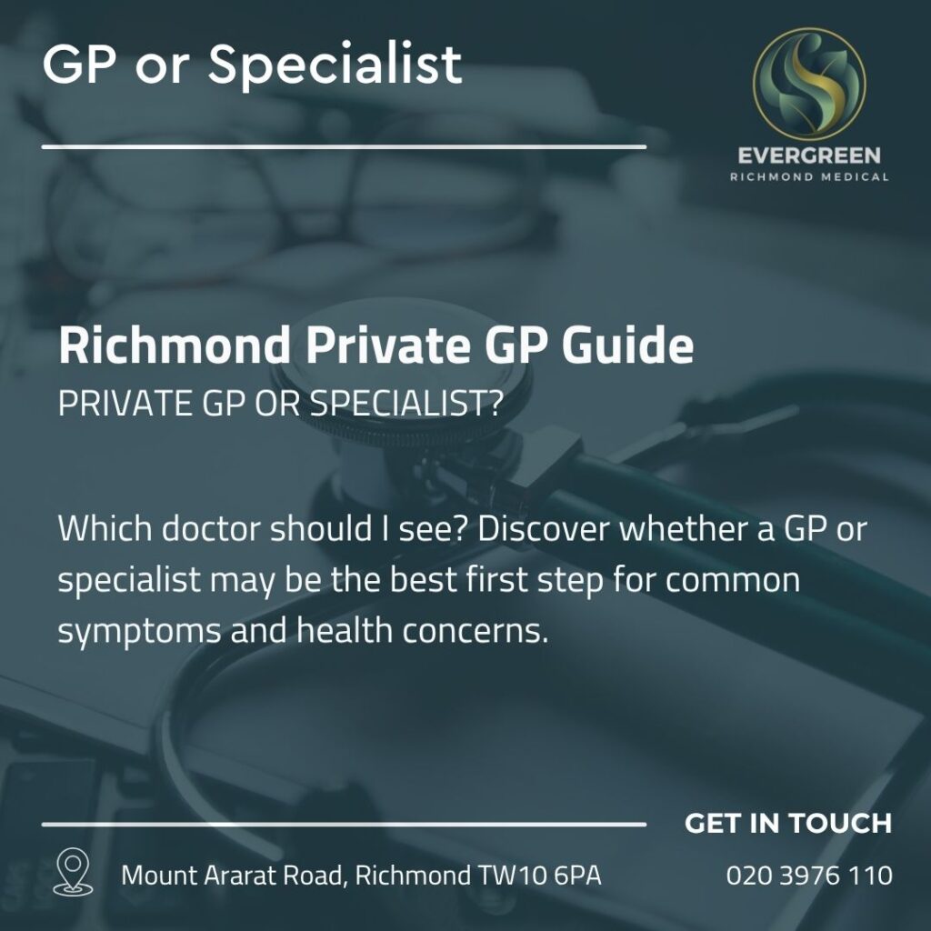 Guide explaining which doctor to see first for common symptoms including fatigue, hormonal changes, digestive concerns and hair loss