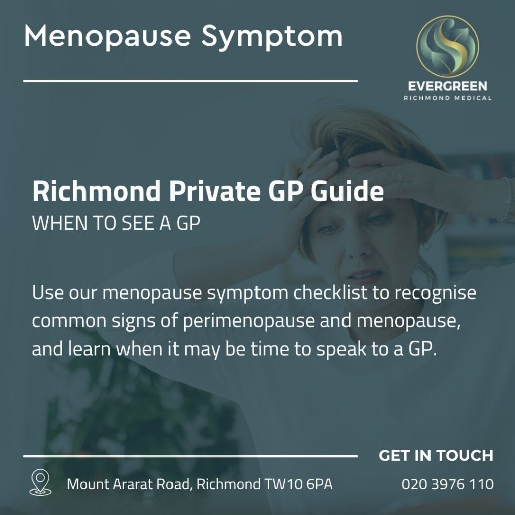 Menopause symptom checklist for perimenopause and menopause