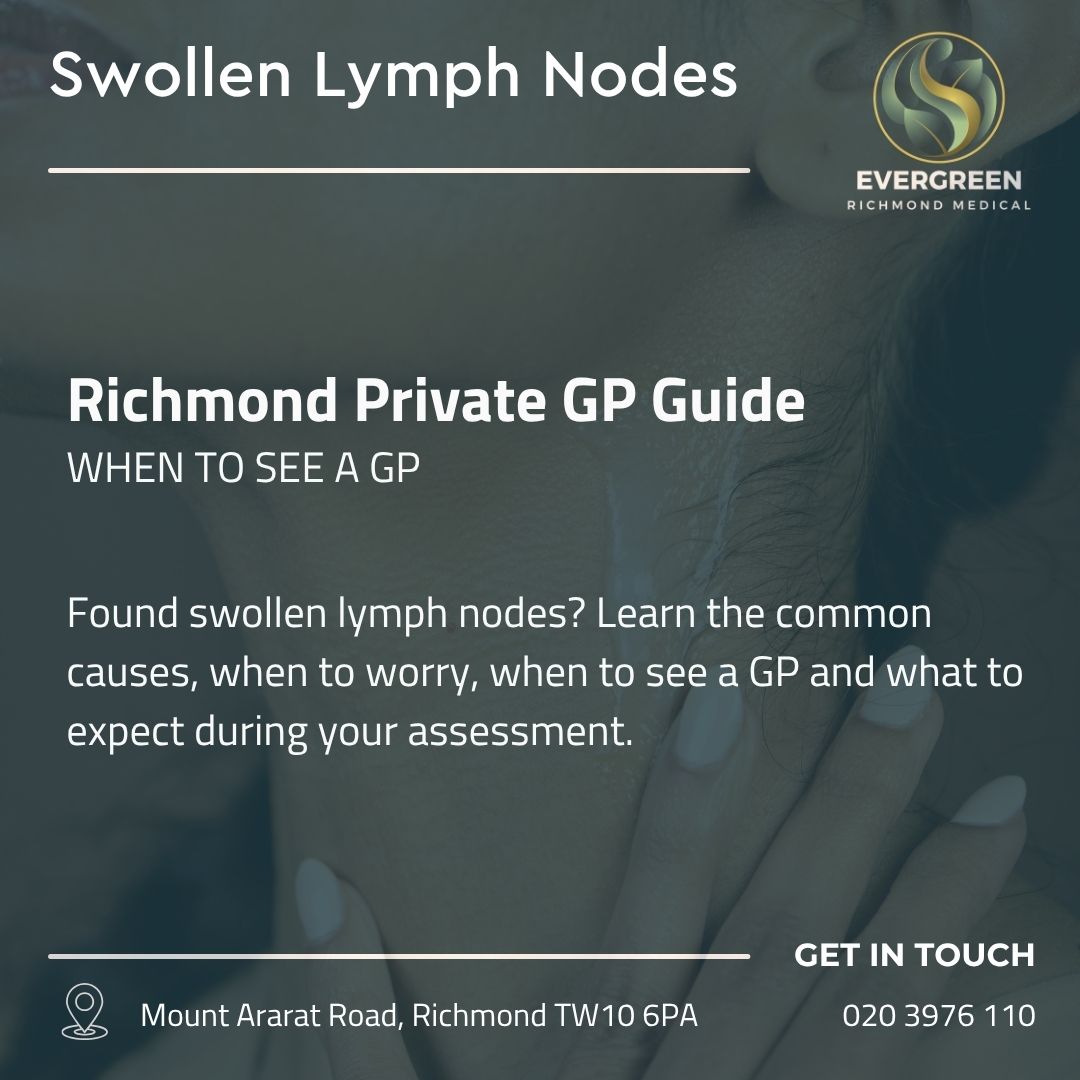 Person checking a swollen lymph node in the neck before a GP assessment